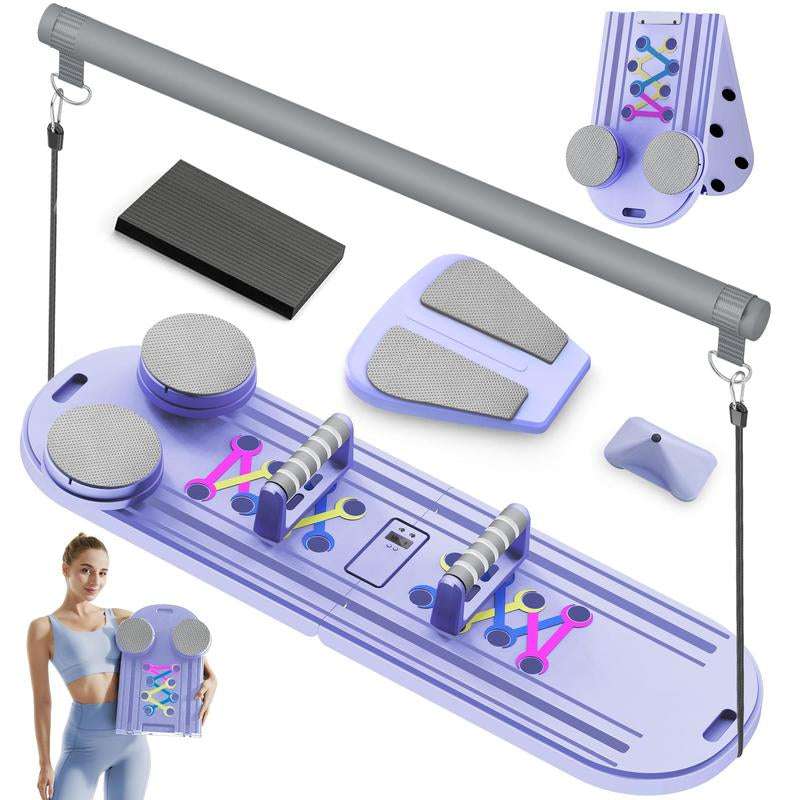 Pilates Board Pilates Reformer Set, Push-Up Board Abs Equipment 15-In-1 Full-Body Workout Exerciser for Home Fitness, Multifunctional Abdominal Exercise Board as Gift for Mom Husband Teens Men