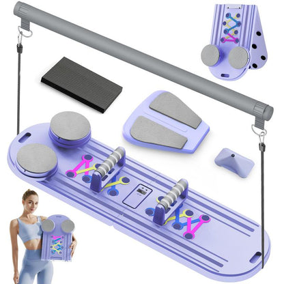 Pilates Board Pilates Reformer Set, Push-Up Board Abs Equipment 15-In-1 Full-Body Workout Exerciser for Home Fitness, Multifunctional Abdominal Exercise Board as Gift for Mom Husband Teens Men