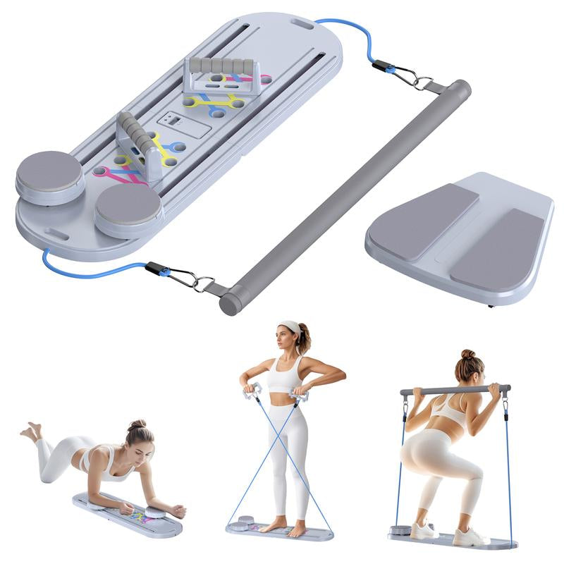 Pilates Board Pilates Reformer Set, Push-Up Board Abs Equipment 15-In-1 Full-Body Workout Exerciser for Home Fitness, Multifunctional Abdominal Exercise Board as Gift for Mom Husband Teens Men